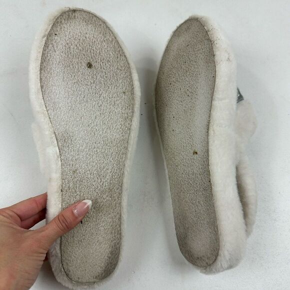 True Religion Plush Faux Fur Slide Slippers Sling Back Fuzzy Ivory XL 9.5-10.5 - Picture 9 of 11